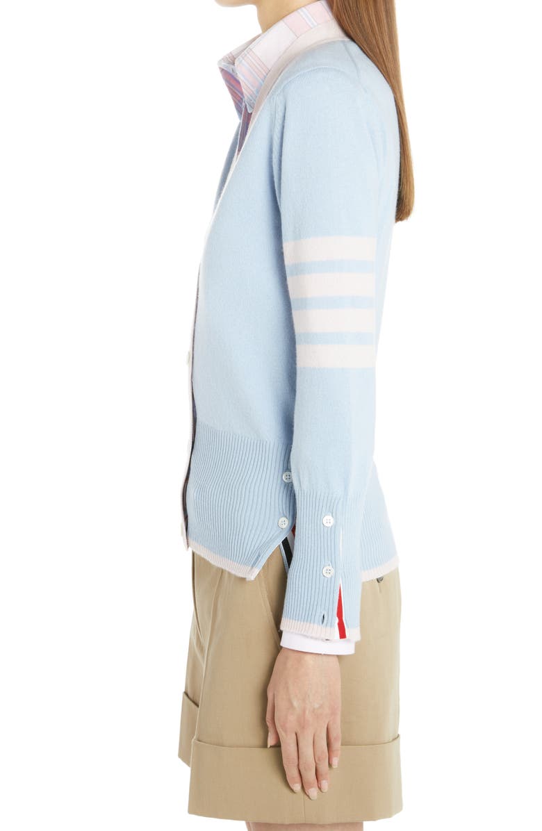 Thom Browne 4-Bar V-Neck Cashmere Cardigan, Alternate, color, 