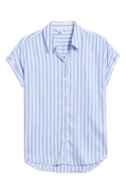 BEACHLUNCHLOUNGE BEACHLUNCHLOUNGE KENZIE STRIPE SHORT SLEEVE BUTTON-UP SHIRT