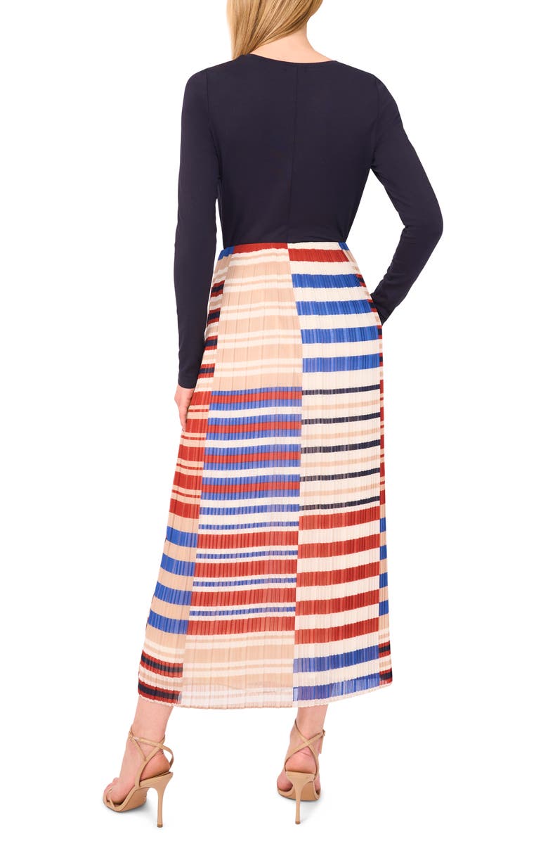 Halogen<sup>®</sup> Pleated Colorblock Stripe Maxi Skirt, Alternate, color, Burnt Henna