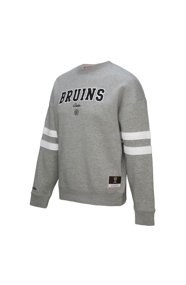 Mitchell & Ness Women's Mitchell & Ness Heather Gray Boston Bruins Logo Lightweight Pullover Sweatshirt, Alternate, color, Heather Gray