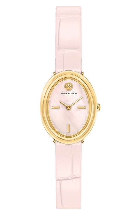 The Oval Leather Strap Watch, 22mm x 28mm
