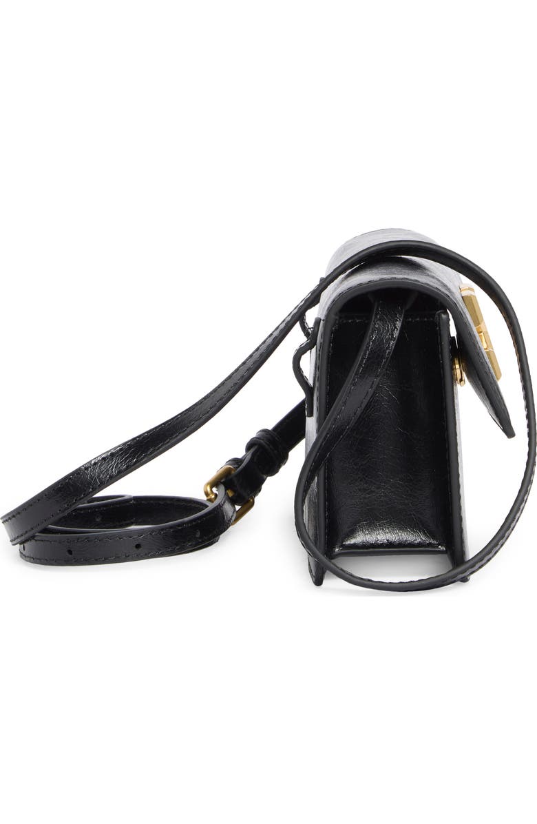 Off-White Convertible Leather Crossbody Bag, Alternate, color, Black