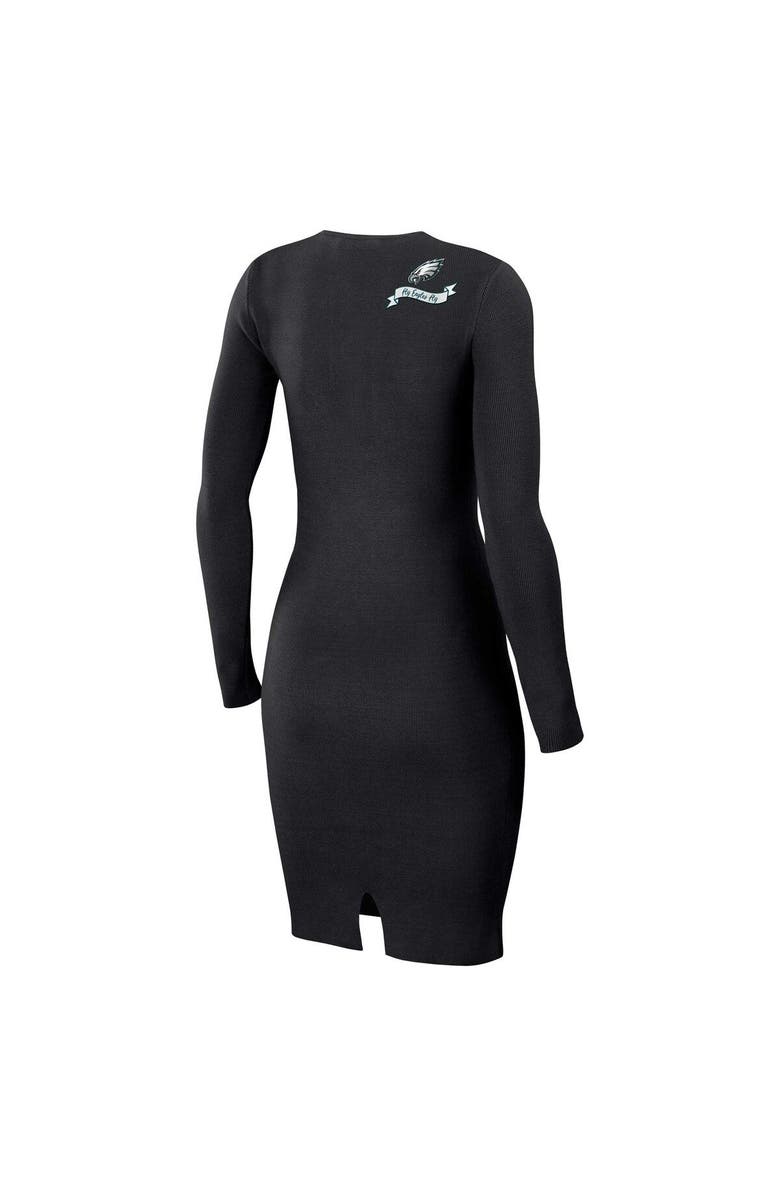 WEAR by Erin Andrews Women's WEAR by Erin Andrews Black Philadelphia Eagles Lace Up Long Sleeve Dress, Alternate, color, 