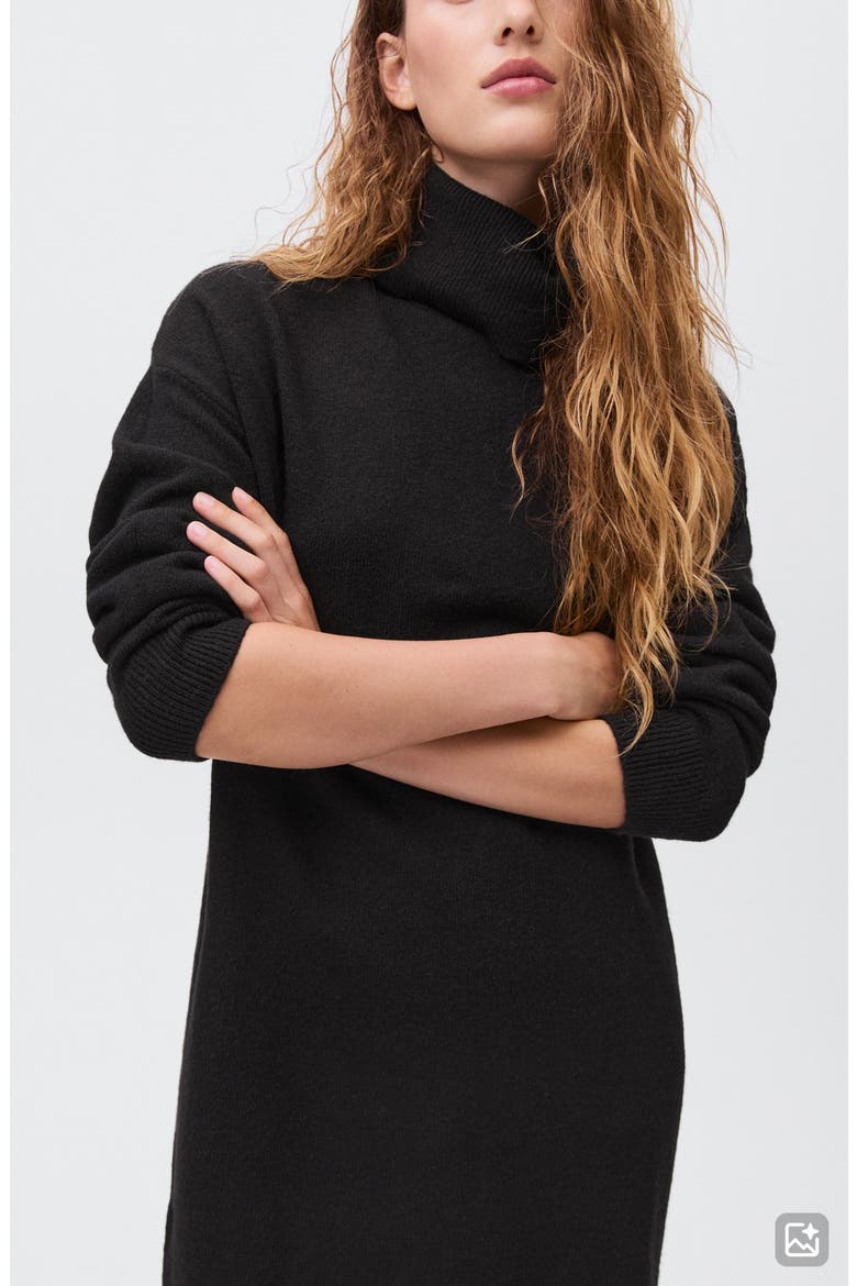 Turtleneck Long Sleeve Sweater Dress, Alternate, color, BLACK