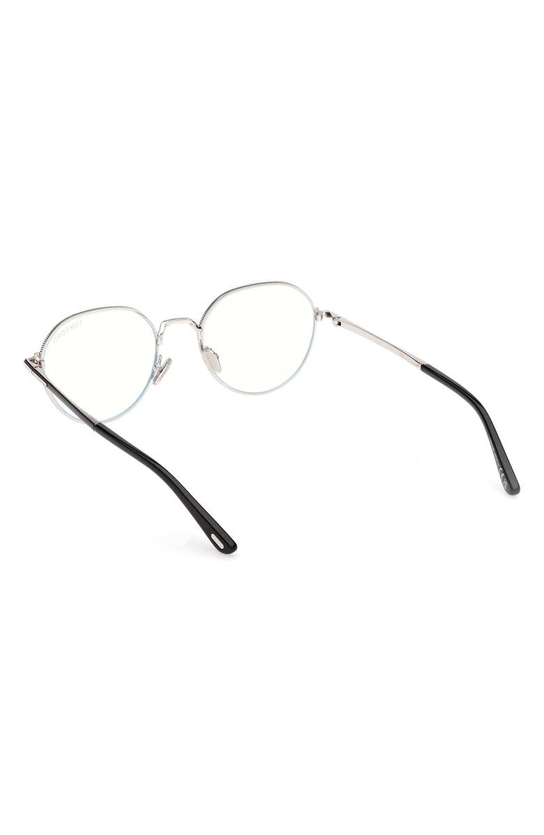 TOM FORD 51mm Round Optical Glasses, Alternate, color, Shiny Palladium / Shiny Black
