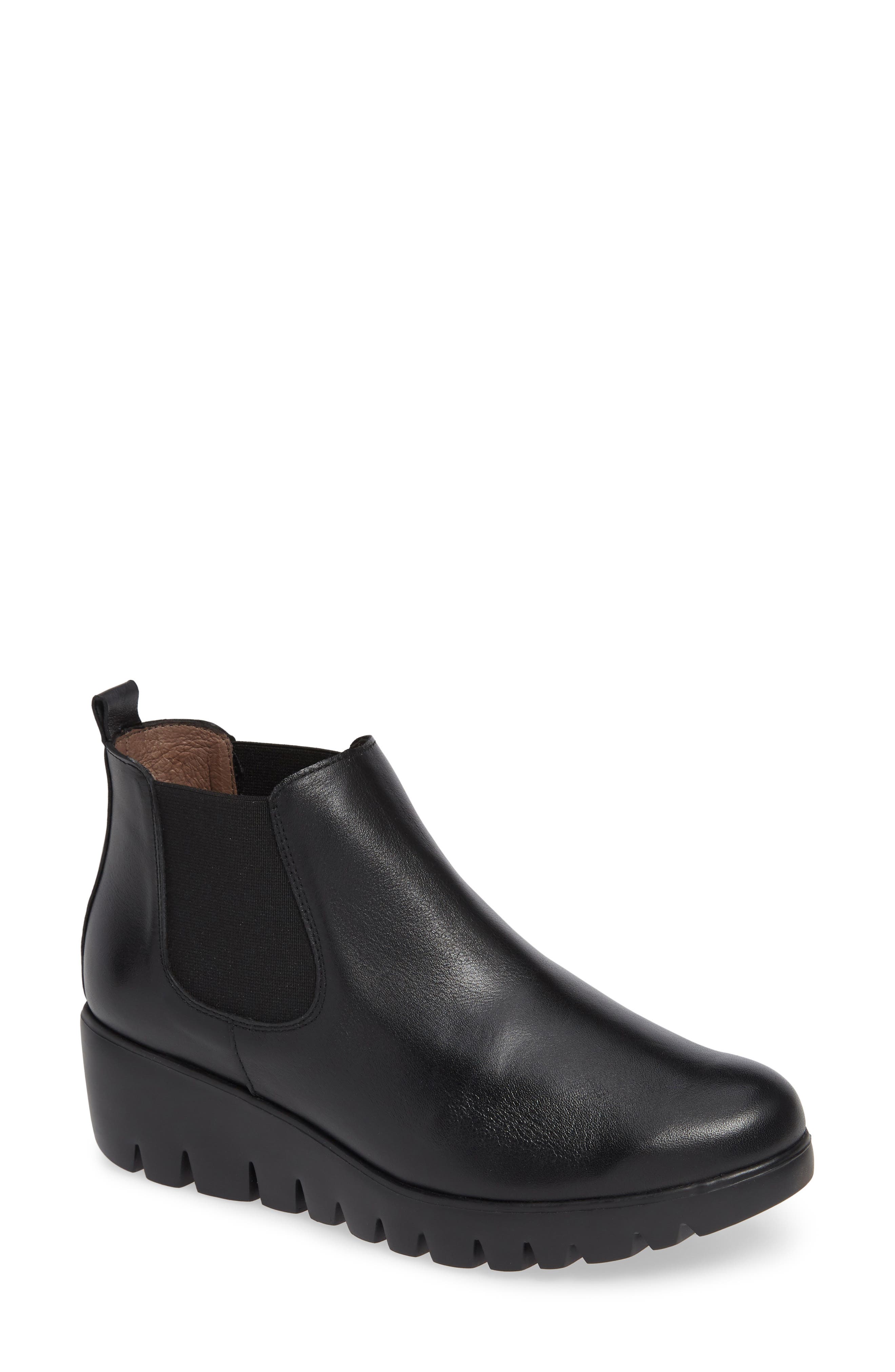 Wonders Slip-On Chelsea Boot, Main, color, Black Smooth Leather