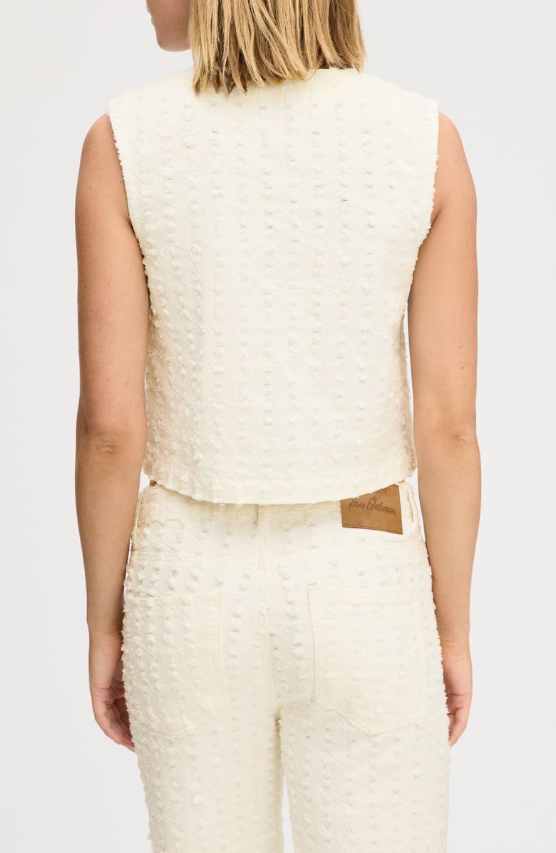 Sam Edelman Sleeveless Distressed Denim Crop Top, Alternate, color, Ecru