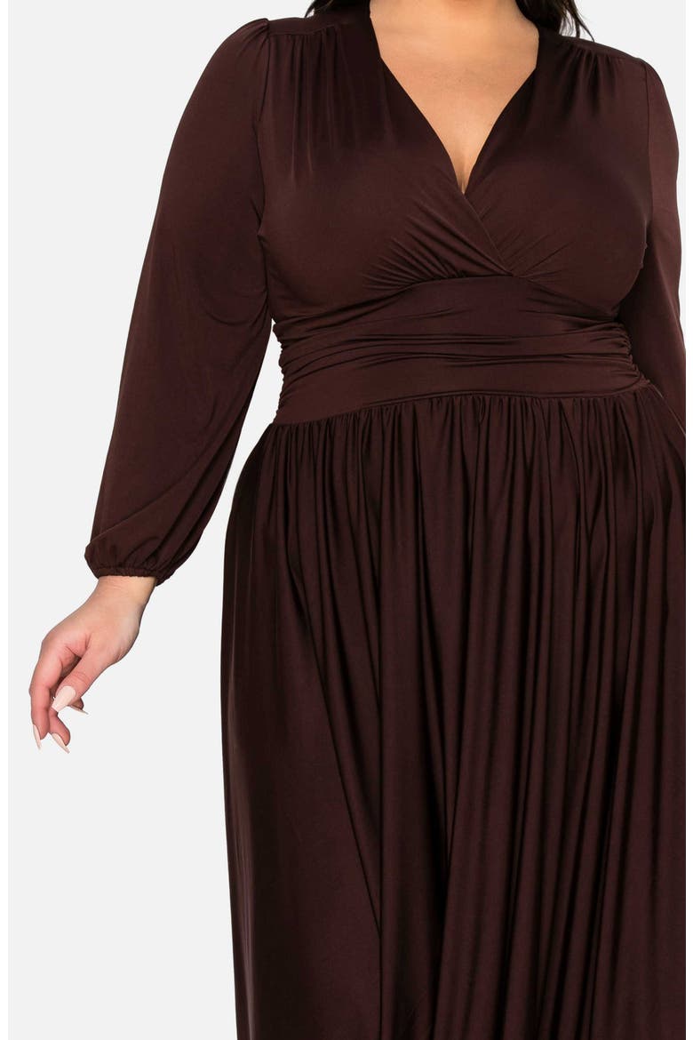 Solene Empire Waist Long Sleeve Maxi Dress, Alternate, color, BROWN