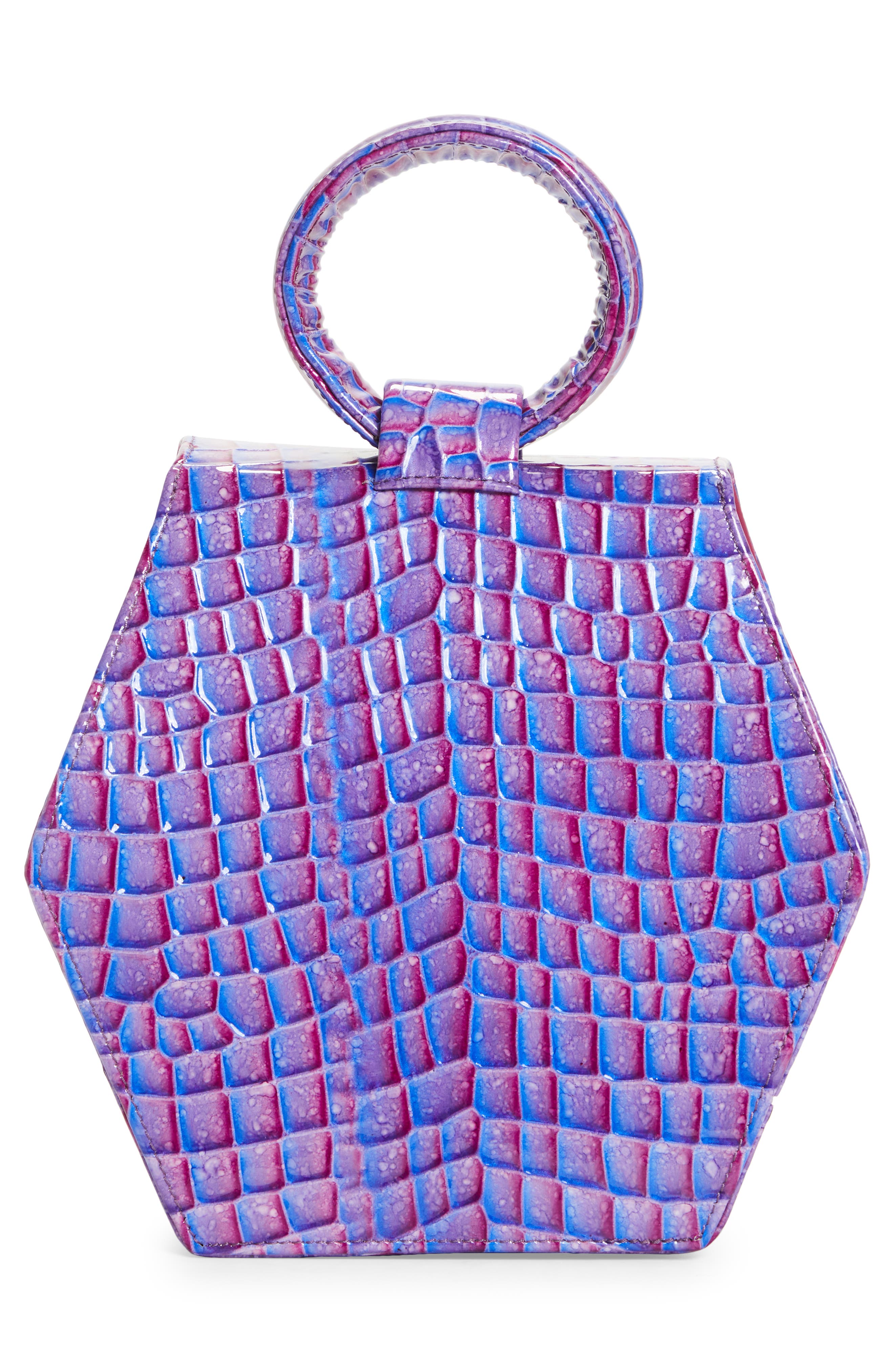 Anima Iris Zuri Croc Embossed Leather Top Handle Bag, Alternate, color, 