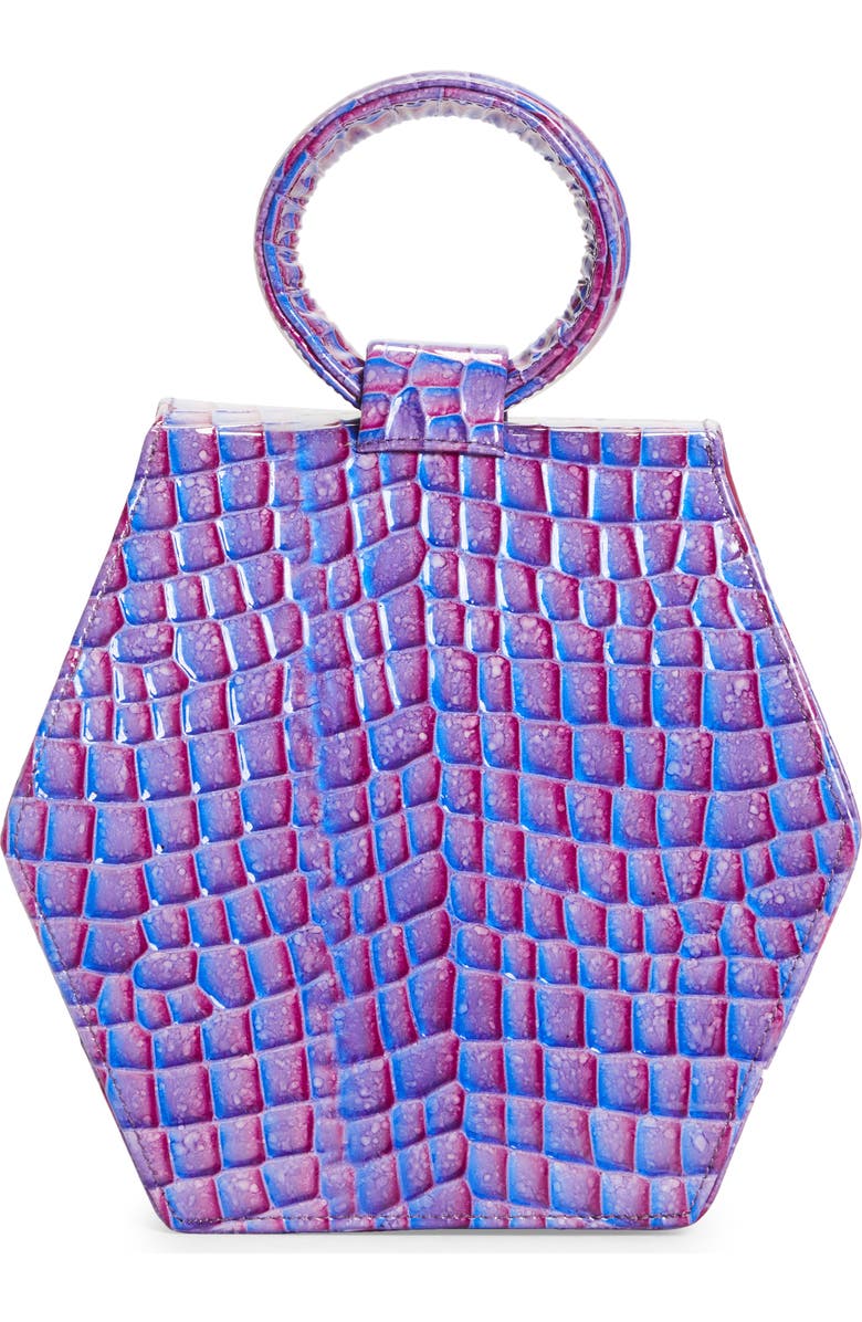 Anima Iris Zuri Croc Embossed Leather Top Handle Bag, Alternate, color,