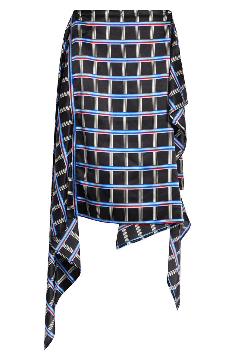 EENK Check Asymmetric Silk & Cotton Skirt, Alternate, color, Black Multi