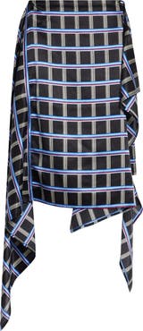 EENK Check Asymmetric Silk & Cotton Skirt