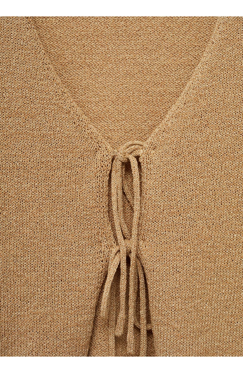 MANGO Metallic Tie Front Cardigan, Alternate, color, 