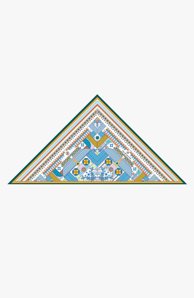 Jessie Zhao New York Double Sided Wool Silk Triangle Scarf Of Shapes Reconstruction, Alternate, color, Blue