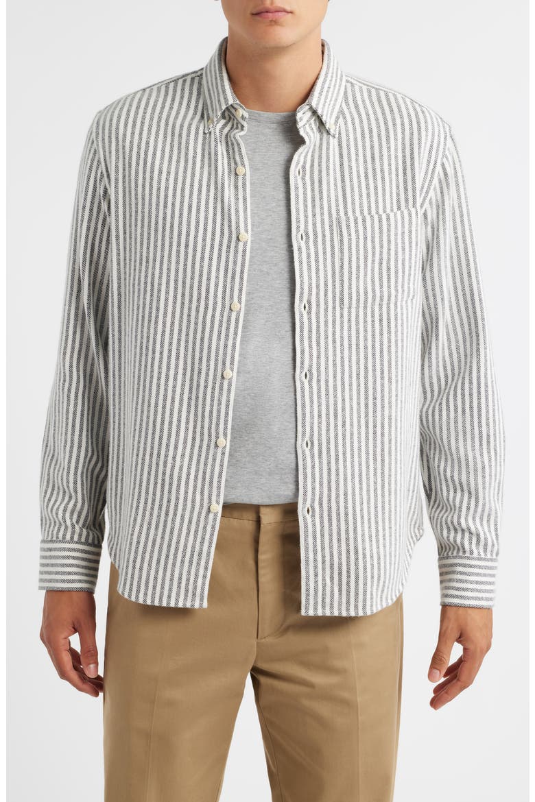 Cloud Stripe Organic Cotton Flannel Button-Up Shirt, Main, color, NIGHTLINES