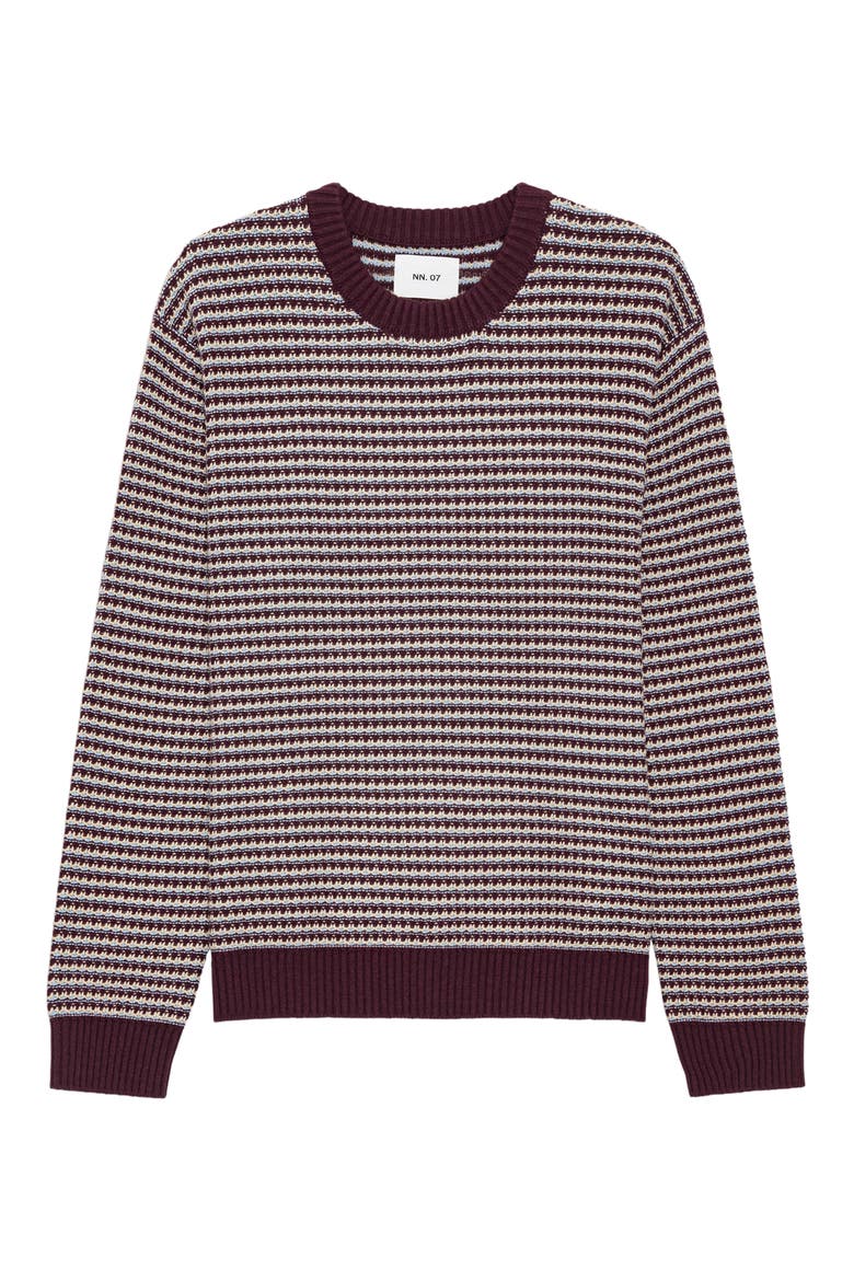 Russel Stripe Organic Cotton & Wool Crewneck Sweater, Alternate, color, WINETASTING
