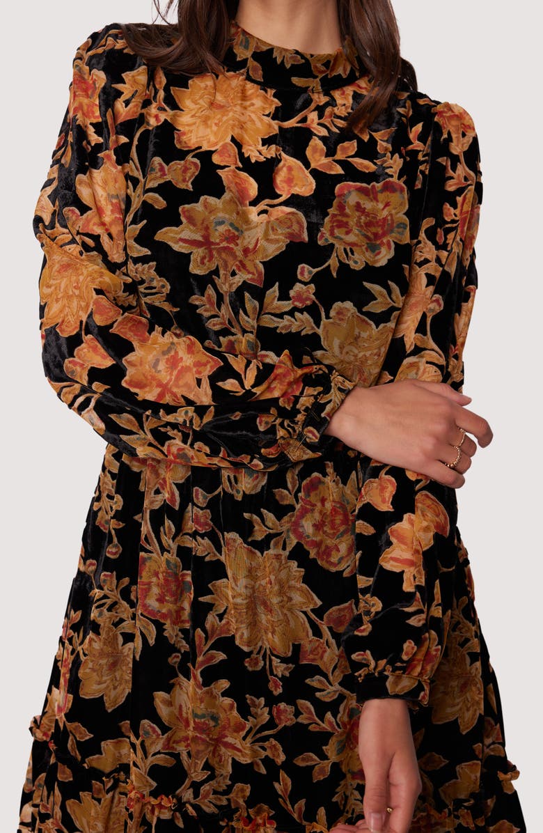 Lost + Wander Cabin Hideaway Long Sleeve Velvet Maxi Dress, Alternate, color,