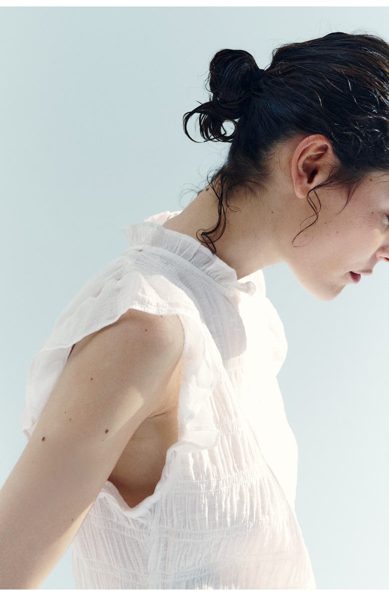 H&M Smocked Peplum Top, Alternate, color, White