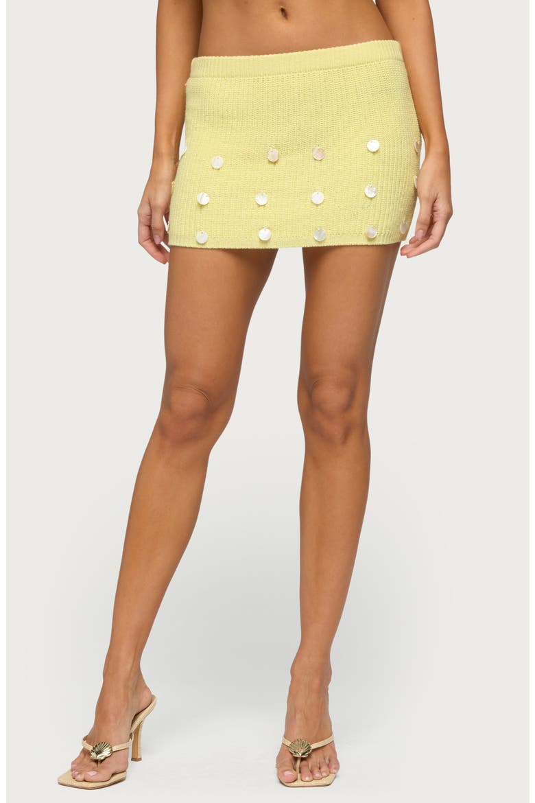 Lylah Charm Knit Miniskirt, Main, color, LIGHT-YELLOW