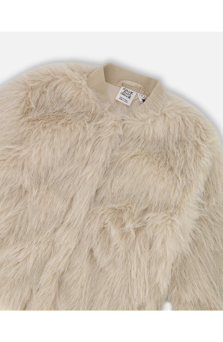 Deux par Deux Short Faux Fur Coat, Alternate, color, Beige