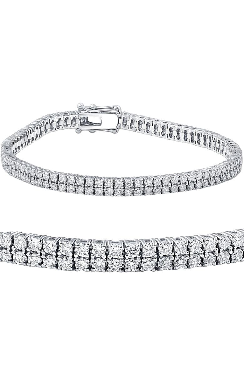 Bliss Diamond 4 Ct Diamond Tennis Bracelet Double Row Lab Grown 7" 18k Gold, Main, color, 