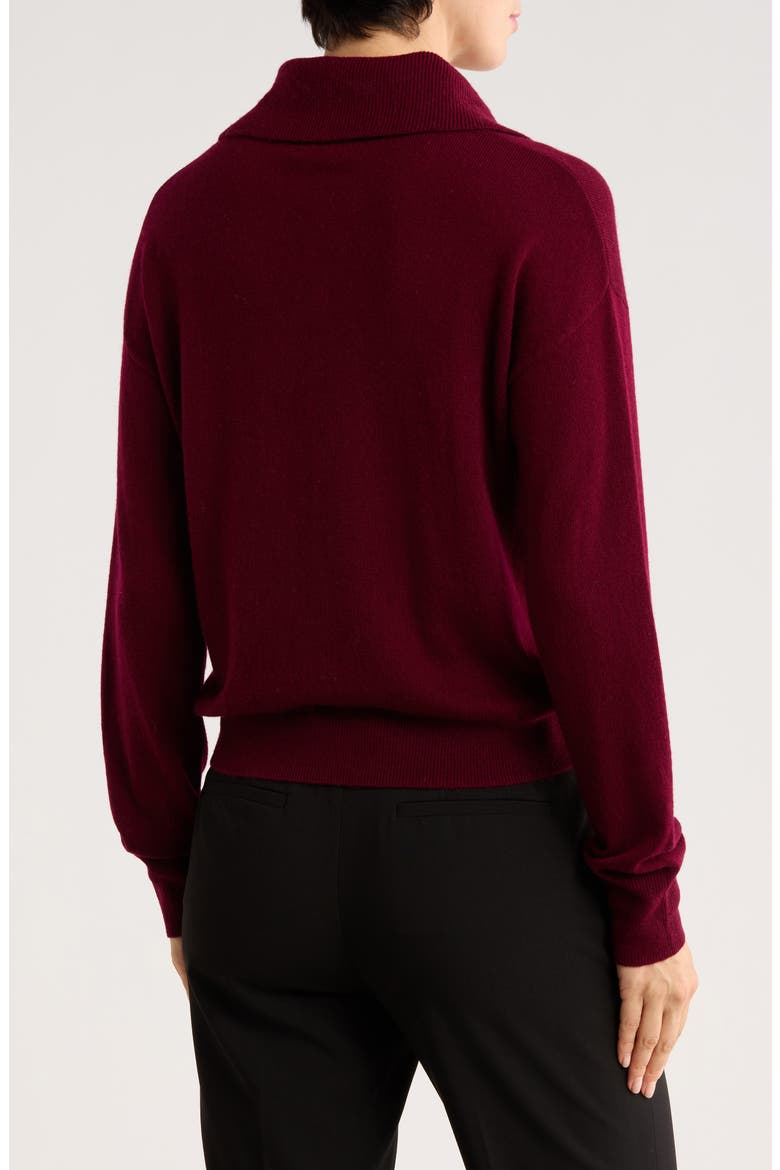 Half Button Placket Wool & Cashmere Blend Sweater, Alternate, color, BORDEAUX