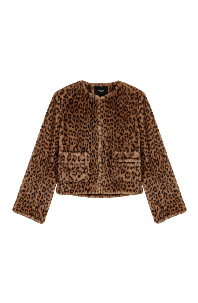 maje Cropped faux fur jacket, Alternate, color,