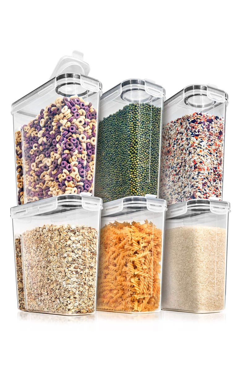 SORBUS 6-Pack Airtight Cereal Storage Containers, Alternate, color, Clear