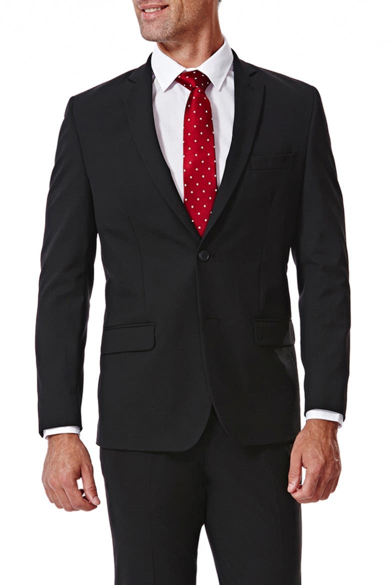 Black Herringbone Ultra Slim Stretch Suit Jacket, Main, color, BLACK