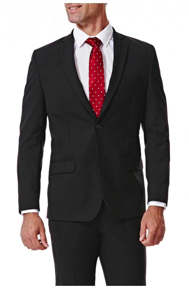 HAGGAR Black Herringbone Ultra Slim Stretch Suit Jacket, Main, color, Black