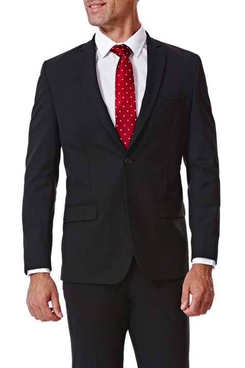 Black Herringbone Ultra Slim Stretch Suit Jacket