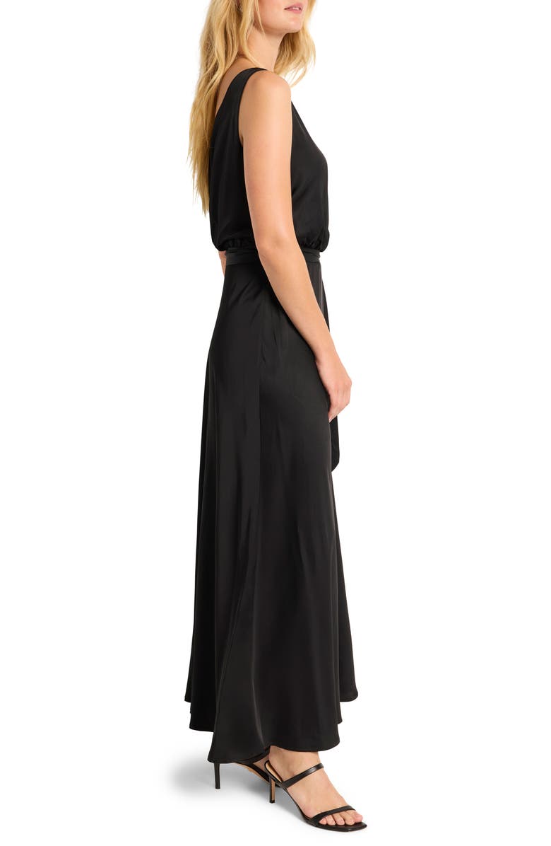 NIC+ZOE Bianca Satin Maxi Dress, Alternate, color, Black Onyx
