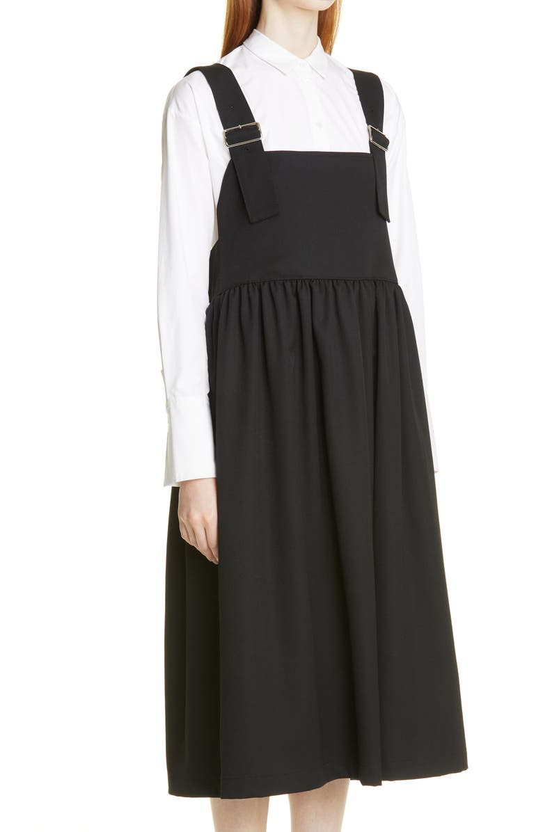 Tao Comme des Garçons Tricot Comme des Garçons Garment Dyed Wool Gabardine Pinafore Dress, Alternate, color,
