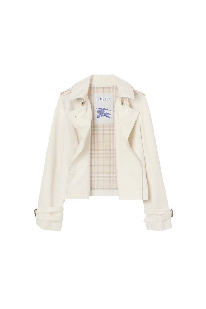 Cropped Tropical Gabardine Swarby Trench Jacket, Alternate, color, Tundra white