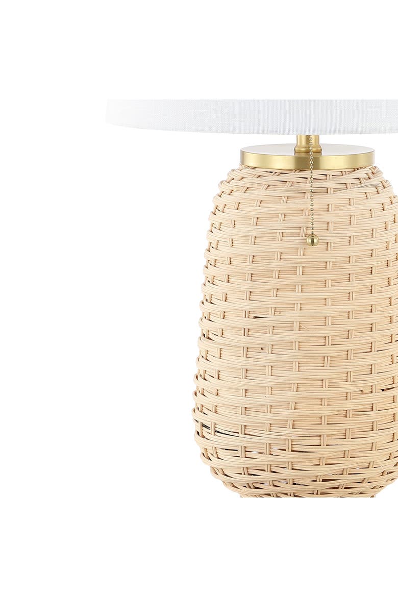 Chakrii Rustic Bohemian Iron/Rattan LED Table Lamp with Pull-Chain, Alternate, color, Light Brown