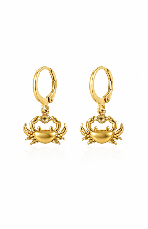 Coastal Crab Huggie Dangle Earrings