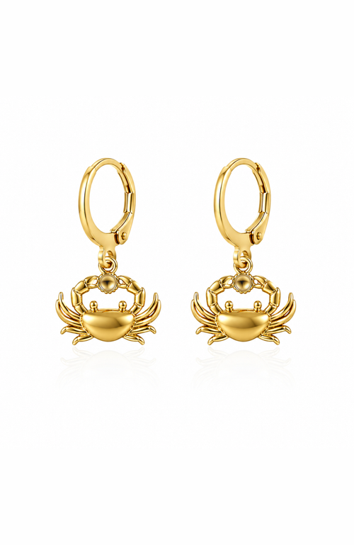 Dloria Coastal Crab Huggie Dangle Earrings In Gold