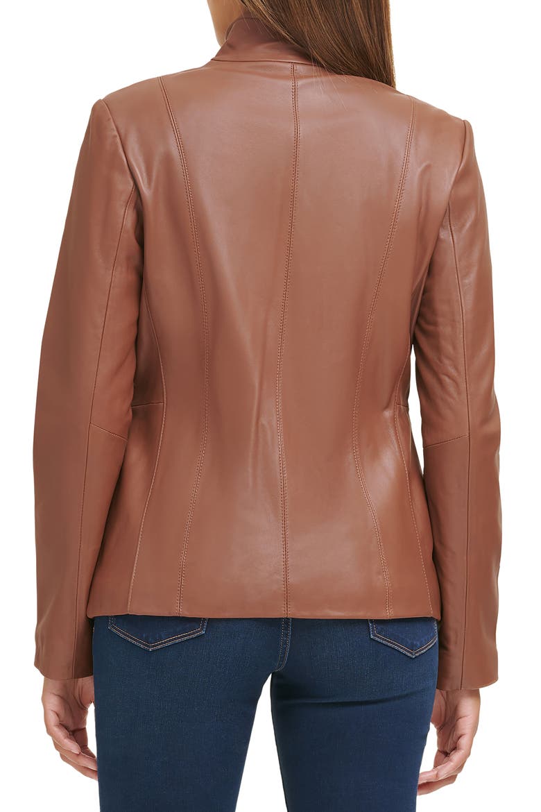Wing Collar Leather Jacket, Alternate, color, HICKORY