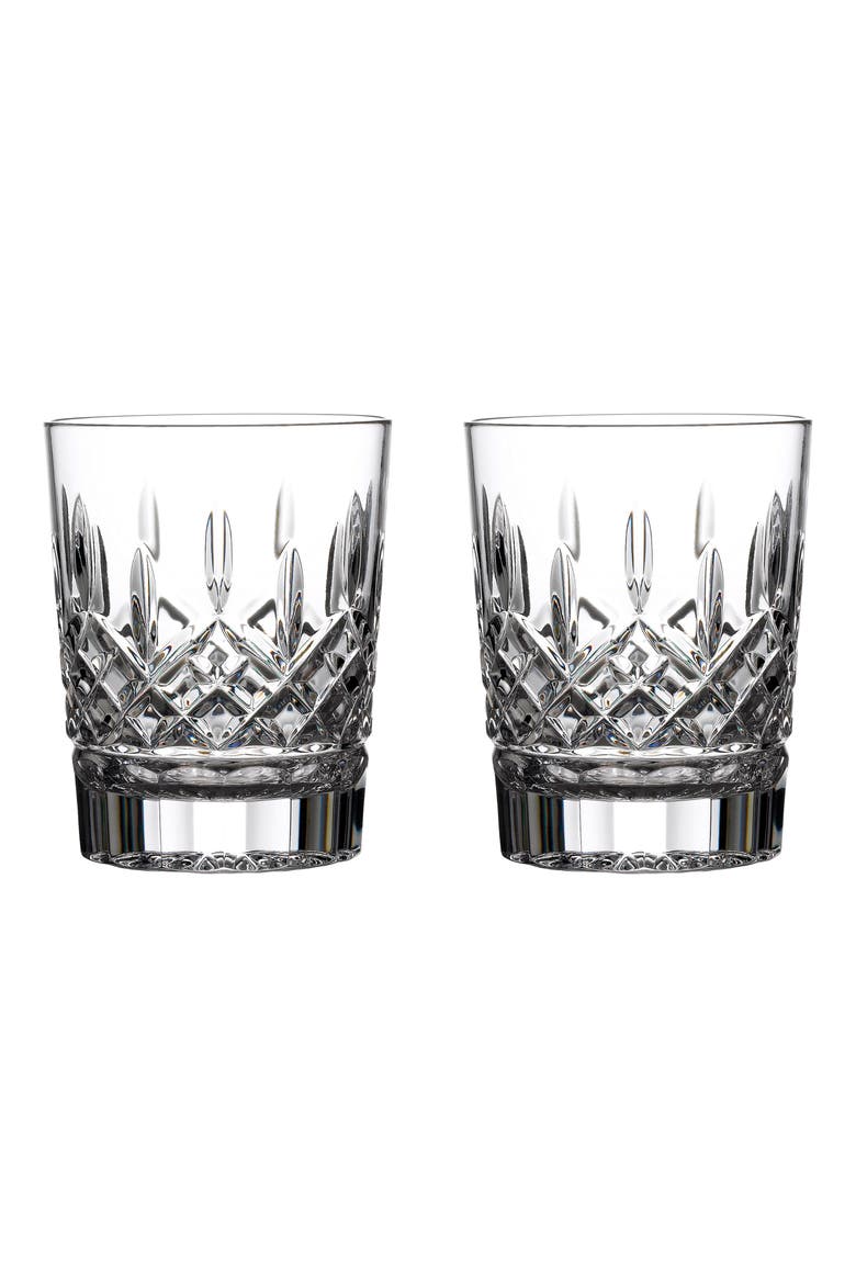 Lismore Set of 2 Lead Crystal Double Old Fashioned Glasses, Alternate, color, CLEAR