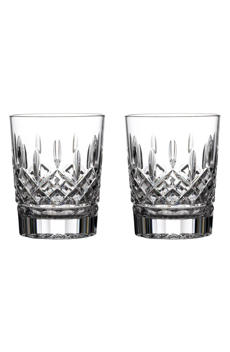 Waterford Lismore Set of 2 Lead Crystal Double Old Fashioned Glasses, Alternate, color, Clear