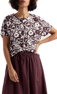 Seasalt Cornwall Tor Grass Floral Organic Cotton Jersey Button-Up Shirt