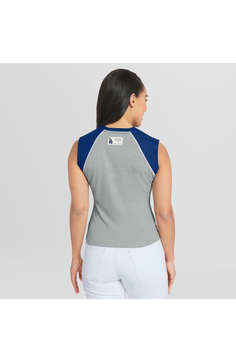 WEAR by Erin Andrews Women's WEAR by Erin Andrews  Heather Gray Los Angeles Dodgers Cropped Raglan Tank Top, Alternate, color, Heather Gray