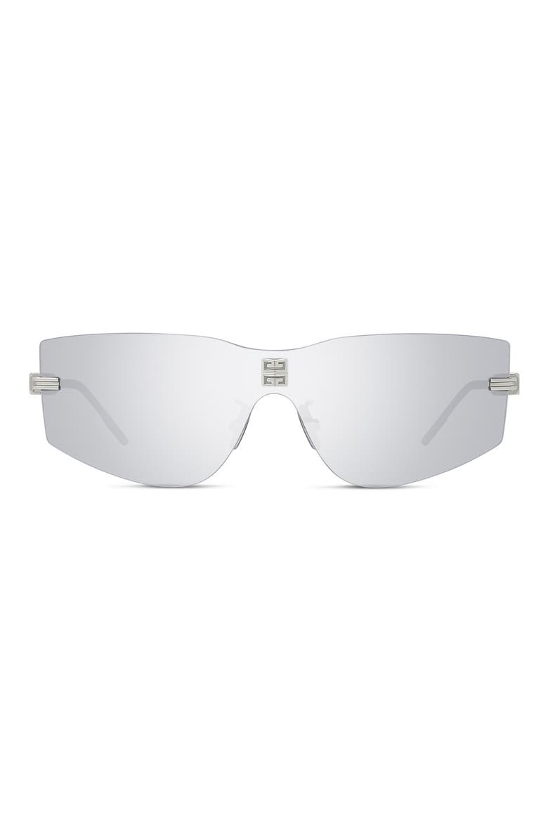 4Gem 138mm Oval Sunglasses, Main, color, SHINY PALLADIUM / SMOKE MIRROR