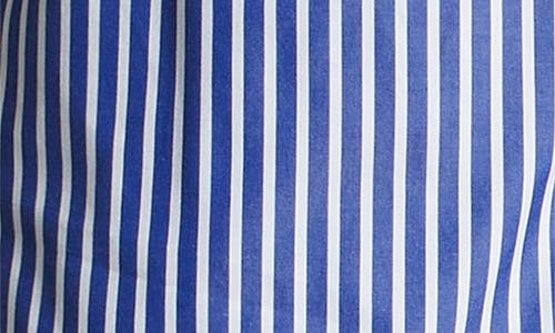 Sporty And Rich Sporty & Rich X The Carlyle Embroidered Stripe Cotton Poplin Boxer Shorts In Navy/white