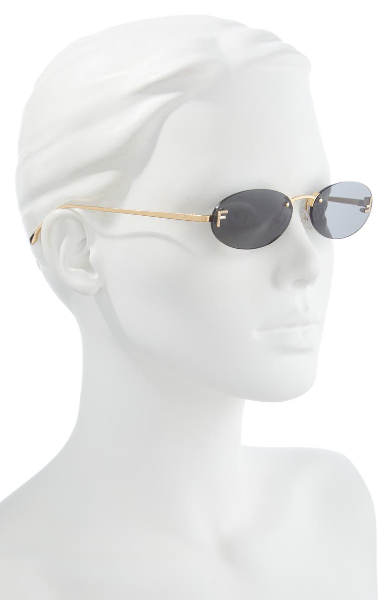 Fendi 'Fendi First 54mm Oval Sunglasses, Alternate, color, Shiny Endura Gold / Smoke