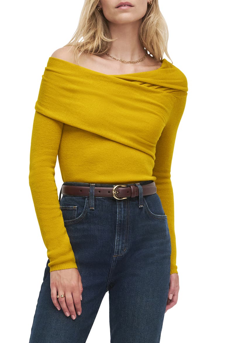Charmed One-Shoulder Merino Wool Top, Main, color, DIJION