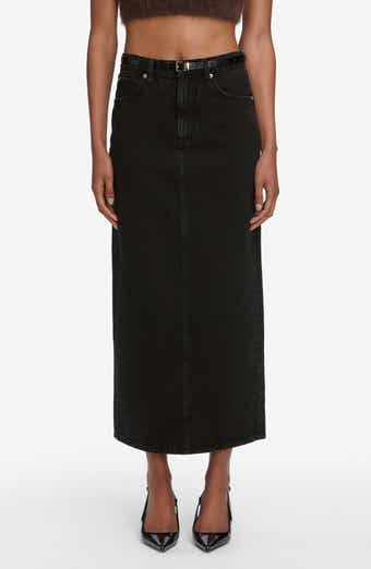 FRAME The Column Denim Midi Skirt