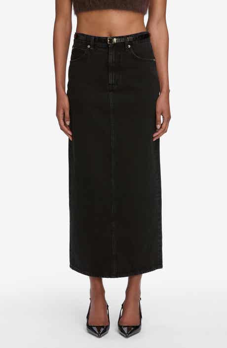 FRAME The Column Denim Midi Skirt