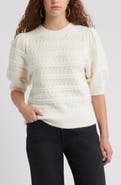 Treasure & Bond Puff Sleeve Cable Knit Sweater