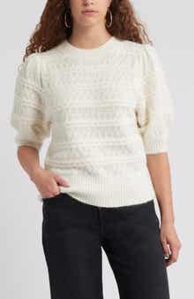 Treasure & Bond Puff Sleeve Cable Knit Sweater